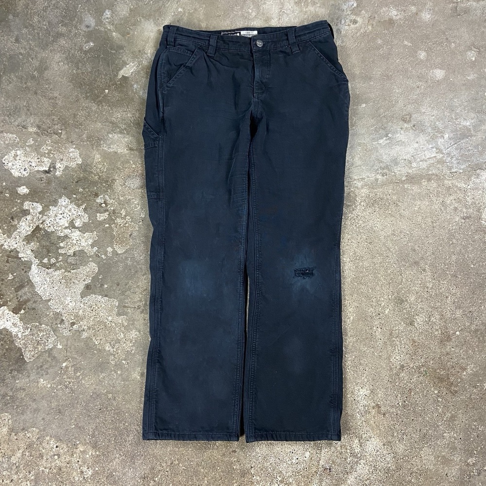 Carhartt Women's Fleece Lined Crawford Pants Size 12 Black Loose Fit Work 102213